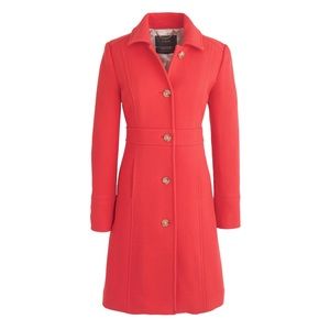 JCrew Double Cloth Lady Day Coat Bohemian Red with Thinsulate LIKE NEW